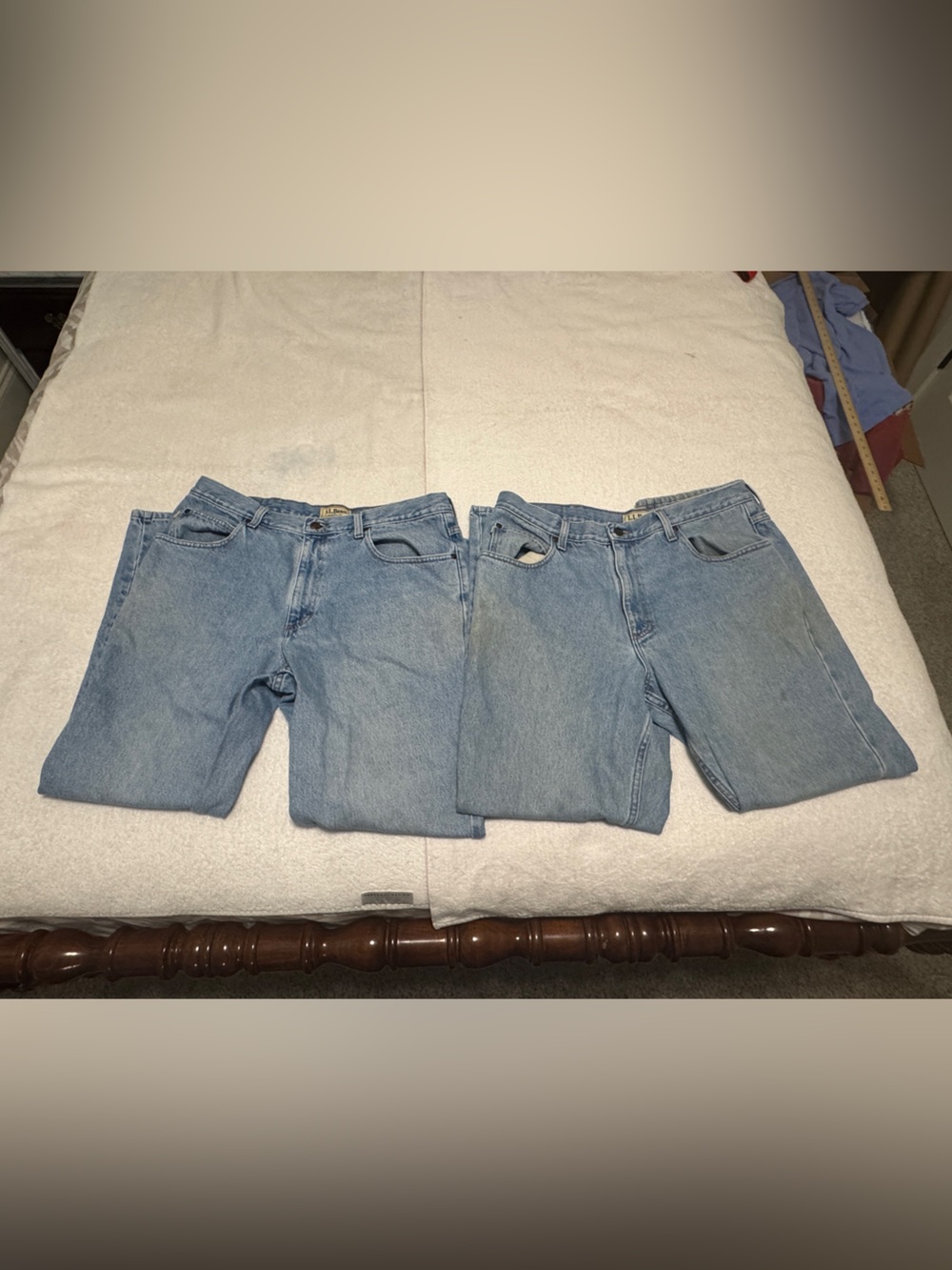LL Bean Mens Classic Fit Jeans Size 36/30 Blue Denim Light Wash Classic Lot Of 2